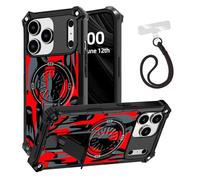 ETLKJVBL for iPhone 17 Pro Case, Red - Black Dripping Faces ArmorShield Military Grade Shockproof, Detachable Wrist Strap Protective Cover, Hidden Kickstand