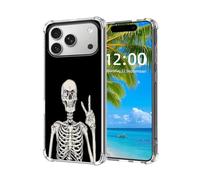 ETLKJVBL for iPhone 17 Pro Case, Skeleton Making The Rock Sign High-Definition Painted Back Cover with Soft Transparent TPU Bumper, Shockproof Protective for iPhone 17 Pro Phone Case