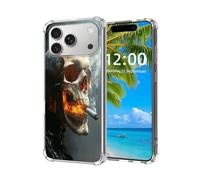 ETLKJVBL for iPhone 17 Pro Case,Skull with Cigarette and Glowing Mouth High-Definition Painted Back Cover with Soft Transparent TPU Bumper, Shockproof Protective Case