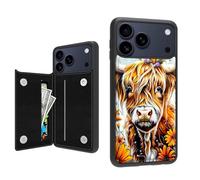 ETLKJVBL for iPhone 17 Pro Case Wallet with Card Holder, Cattle in The Fields Stylish PU Leather Phone Case with Kickstand - Secure RFID Blocking & Dual Magnetic Locking