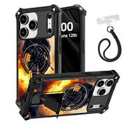 ETLKJVBL for iPhone 17 Pro Max Case, Armed Soldier in Battlefield ArmorShield Military Grade Shockproof, Detachable Wrist Strap Protective Cover, Hidden Kickstand