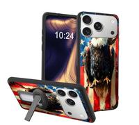 ETLKJVBL for iPhone 17 Pro Max Case, Eagle with American Flag Soft TPU Shockproof Cover with 360-Degree Rotating Stand, Slim Lightweight Anti-Scratch Protective Phone Case