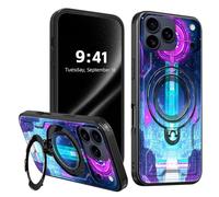 ETLKJVBL for iPhone 17 Pro Max Case, Galactic Skull Tower 360 Degree Rotating Ring-Shaped Kickstand, Shockproof Protective Case for iPhone 17 Pro Max