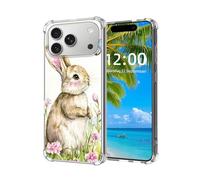 ETLKJVBL for iPhone 17 Pro Max Case, Rabbit and Butterfly in a Floral Glade High-Definition Painted Back Cover with Soft Transparent TPU Bumper, Shockproof Protective for iPhone 17 Pro Max Phone Case