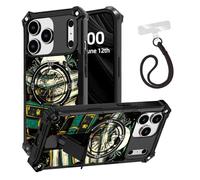 ETLKJVBL for iPhone 17 Pro Max Case, Stack of Books with Skull Plant ArmorShield Military Grade Shockproof, Detachable Wrist Strap Protective Cover, Hidden Kickstand