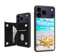 ETLKJVBL for iPhone 17 Pro Max Case Wallet with Card Holder, Two Starfish on The Beach Stylish PU Leather Phone Case with Kickstand - Secure RFID Blocking & Dual Magnetic Locking