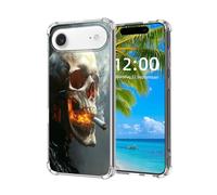 ETLKJVBL for iPhone Air Case,Skull with Cigarette and Glowing Mouth High-Definition Painted Back Cover with Soft Transparent TPU Bumper, Shockproof Protective Case