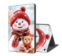 ETLKJVBL for Kindle Fire 7 Case 2019/2017 Release 9th/7th Gen, Auto Sleep/Wake, Snowman with Teddy Bear Multiple Angles Viewing Folio Stand Exquisite Leather Case for Kindle Fire 7