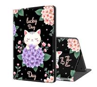 ETLKJVBL for Kindle Fire 7 Tablet Case 2019/2017 Release 9th/7th Gen, Auto Sleep/Wake, Cat in Flowers Lucky Day Multiple Angles Viewing Folio Stand Exquisite Leather Case for Kindle Fire 7