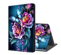 ETLKJVBL for Kindle Fire 7 Tablet Case 2019/2017 Release 9th/7th Gen, Auto Sleep/Wake, Colorful Roses Butterfly Multiple Angles Viewing Folio Stand Exquisite Leather Case for Kindle Fire 7