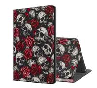 ETLKJVBL for Kindle Fire 7 Tablet Case 2019/2017 Release 9th/7th Gen, Auto Sleep/Wake, Skulls and Roses Multiple Angles Viewing Folio Stand Exquisite Leather Case for Kindle Fire 7