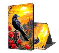 ETLKJVBL for Kindle Fire HD 8 2017/2018 Release Case, Auto Sleep/Wake, Black Crow Roses Multiple Angles Viewing Folio Stand Exquisite Leather Case for Kindle Fire HD 8 2018
