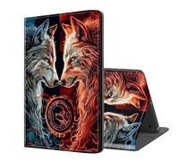 ETLKJVBL for Kindle Fire HD 8 2017/2018 Release Case, Auto Sleep/Wake, Two Wolves Facing Each Other Multiple Angles Viewing Folio Stand Exquisite Leather Case for Kindle Fire HD 8 2018