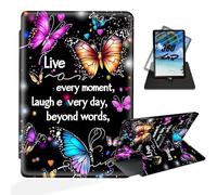 ETLKJVBL for Kindle Paperwhite 11th Generation 2021 Case, 360 Degree Rotating, Auto Sleep/Wake, Butterfly Live Every Moment Exquisite Leather Case for Kindle Paperwhite 11th Generation 2021