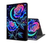 ETLKJVBL for Kindle Paperwhite 11th Generation 2021 Case, Auto Sleep/Wake, Neon Blue Roses Multiple Angles Viewing Folio Stand Case for Kindle Paperwhite 11th Generation