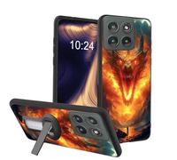 ETLKJVBL for Motorola Edge 2025 Case, Fiery Dragon and Warrior Soft TPU Shockproof Cover with 360-Degree Rotating Stand, Slim Lightweight Anti-Scratch Protective Phone Case