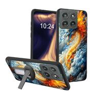 ETLKJVBL for Motorola Edge 2025 Case, Fiery Dragon Soaring Through Clouds Soft TPU Shockproof Cover with 360-Degree Rotating Stand, Slim Lightweight Anti-Scratch Protective Phone Case