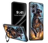 ETLKJVBL for Motorola Edge 5G 2024 Case, Roaring Dragon in Fiery Flower 360 Degree Rotating Ring-Shaped Kickstand, Shockproof Protective Case for Motorola Edge 5G 2024