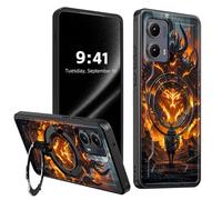 ETLKJVBL for Motorola Edge 5G 2024 Case, Samurai vs Fiery Demon 360 Degree Rotating Ring-Shaped Kickstand, Shockproof Protective Case for Motorola Edge 5G 2024