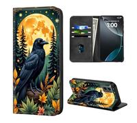 ETLKJVBL for Motorola Edge 5G 2024 Case Wallet with Card Holder, Raven in Moonlit Forest Stylish PU Leather Phone Case with Kickstand - Secure RFID Blocking & Magnetic Flip Cover