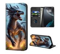 ETLKJVBL for Motorola Edge 5G 2024 Case Wallet with Card Holder, Roaring Dragon in Fiery Flower Stylish PU Leather Phone Case with Kickstand - Secure RFID Blocking & Magnetic Flip Cover
