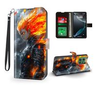 ETLKJVBL for Motorola Edge 60 Pro Case Wallet with Card Holder, Anime The Fiery Warrior Magnetic Snap and RFID Blocking Leather Flip Cover/Kickstand for Motorola Edge 60 Stylus Case