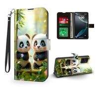 ETLKJVBL for Motorola Moto G 5G 2025 Case Wallet with Card Holder, Two Cute Panda Cubs in Bamboo Magnetic Snap and RFID Blocking Leather Flip Cover/Kickstand Phone Case