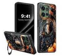 ETLKJVBL for Motorola Moto G Power 2025 Case, Witch with Cat Under Full Moon 360 Degree Rotating Ring-Shaped Kickstand, Shockproof Protective Case for Motorola Moto G Power 2025