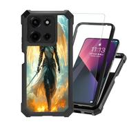 ETLKJVBL for Motorola Moto G Power 2026 Case with Tempered Glass Screen Protector, Military Grade Shockproof Dual Layer Protection for Style-Conscious, Angelic Warrior with Wings and Sword