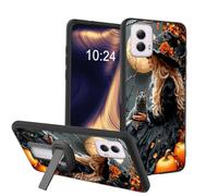 ETLKJVBL for Motorola Moto G Power 5G 2024 Case, Witch with Cat Under Full Moon Soft TPU Shockproof Cover with 360-Degree Rotating Stand, Slim Lightweight Anti-Scratch Protective Phone Case