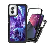 ETLKJVBL for Motorola Moto G Power 5G 2024 Case with Tempered Glass Screen Protector - Military Grade Shockproof Dual Layer Protection for Style, Majestic Purple Dragon