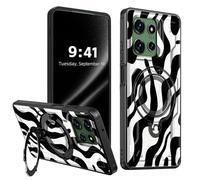 ETLKJVBL for Motorola Moto G Stylus 2025 Case, Black and White Zebra Pattern 360 Degree Rotating Ring-Shaped Kickstand, Shockproof Protective Case for Motorola Moto G Stylus 2025