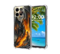 ETLKJVBL for Motorola Moto G Stylus 2025 Case,Fiery Dragon on Lava Covered Rocks High-Definition Painted Back Cover with Soft Transparent TPU Bumper, Shockproof Protective Case