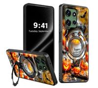 ETLKJVBL for Motorola Moto G Stylus 2025 Case, Spooky Season Spectres with Witch Hat 360 Degree Rotating Ring-Shaped Kickstand, Shockproof Protective Case for Motorola Moto G Stylus 2025