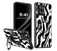 ETLKJVBL for Motorola Moto G Stylus 5G 2024 Case, Black and White Zebra Pattern 360 Degree Rotating Ring-Shaped Kickstand, Shockproof Protective Case for Motorola Moto G Stylus 5G 2024