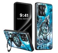 ETLKJVBL for Motorola Moto G Stylus 5G 2024 Case, Wolf Howling at The Moon 360 Degree Rotating Ring-Shaped Kickstand, Shockproof Protective Case for Motorola Moto G Stylus 5G 2024