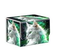 ETLKJVBL for MTG Card Storage Solution - for MTG Card Box and Commander Decks, High Capacity Anime Card Sleeves for Mtg Deck Box, Cat with Green Eyes and Glowing Fur