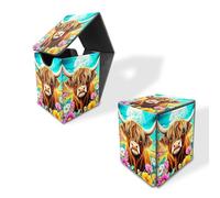 ETLKJVBL for MTG Card Storage Solution, High Capacity Anime Card Sleeves for MTG Deck Box, Cute Highland Cow Flowers for MTG Card Box and
