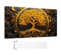 ETLKJVBL for MTG Playmat, Golden Tree in Circular Frame Premium for Magic The Gathering Mat with Beautiful Patterns & Storage Bag for Game Players, 28 x 16 Inch for Card Game Mat