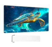 ETLKJVBL for MTG Playmat, Sea Turtle Soaring in Cosmic Sky Premium for Magic The Gathering Mat with Beautiful Patterns & Storage Bag for Game Players, 24 x 14 Inch for Card Game Mat