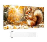 ETLKJVBL for MTG Playmat, Squirrel Eating Nut in Autumn Snow Premium for Magic The Gathering Mat with Beautiful Patterns & Storage Bag for Game Players, 24 x 14 Inch for Card Game Mat