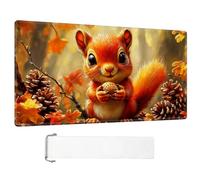 ETLKJVBL for MTG Playmat, Squirrel with Nut in Fall Forest Premium for Magic The Gathering Mat with Beautiful Patterns & Storage Bag for Game Players, 28 x 16 Inch for Card Game Mat