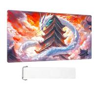 ETLKJVBL for MTG Playmat, White Dragon Ancient Tower Clouds Premium for Magic The Gathering Mat with Beautiful Patterns & Storage Bag for Game Players, 24 x 14 Inch for Card Game Mat