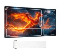 ETLKJVBL for MTG Playmat with Zones, Fire Dragon on Mountain Premium for Magic The Gathering Mat with Beautiful Patterns & Storage Bag for Game Players, 24 x 14 Inch for Card Game Mat