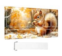 ETLKJVBL for MTG Playmat with Zones, Squirrel Eating Nut in Autumn Snow Premium for Magic The Gathering Mat with Beautiful Patterns & Storage Bag for Game Players, 28 x 16 Inch for Card Game Mat