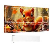 ETLKJVBL for MTG Playmat with Zones, Squirrel with Nut in Fall Forest Premium for Magic The Gathering Mat with Beautiful Patterns & Storage Bag for Game Players, 28 x 16 Inch for Card Game Mat