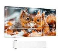 ETLKJVBL for MTG Playmat with Zones, Squirrels in Snowy Leaves Premium for Magic The Gathering Mat with Beautiful Patterns & Storage Bag for Game Players, 24 x 14 Inch for Card Game Mat