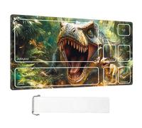 ETLKJVBL for MTG Playmat with Zones, T. Rex Parent & Cub Roaring Premium for Magic The Gathering Mat with Beautiful Patterns & Storage Bag for Game Players, 24 x 14 Inch for Card Game Mat
