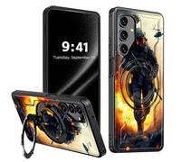 ETLKJVBL for Samsung Galaxy A05S Phone Case, Armed Soldier in Battlefield 360 Degree Rotating Ring-Shaped Kickstand, Shockproof Protective Case for Samsung Galaxy A05S