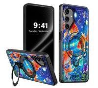 ETLKJVBL for Samsung Galaxy A05S Phone Case, Goldfish in Starry Night Sky 360 Degree Rotating Ring-Shaped Kickstand, Shockproof Protective Case for Samsung Galaxy A05S